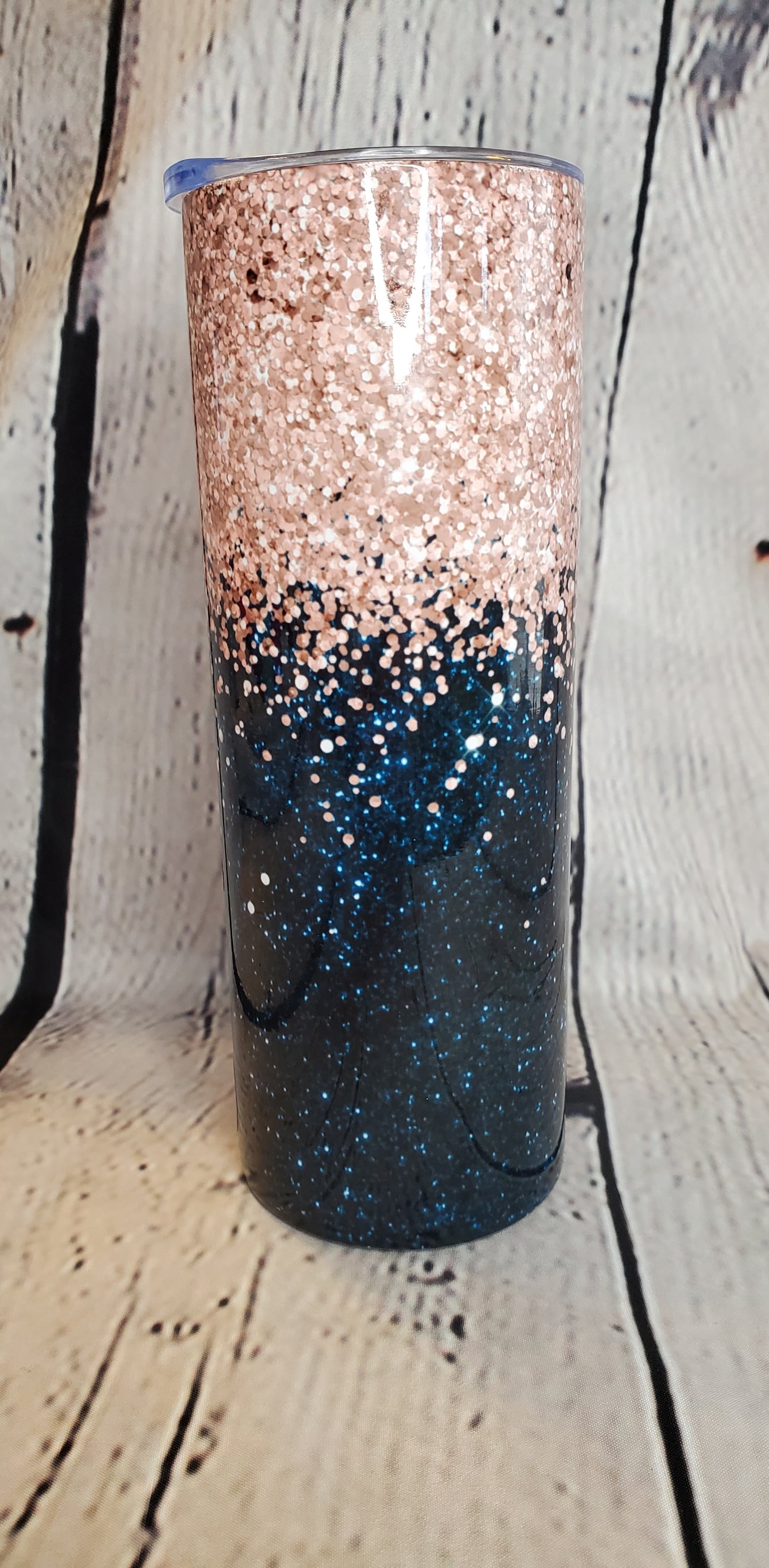 Navy & Rose Gold Glitter Tumblr