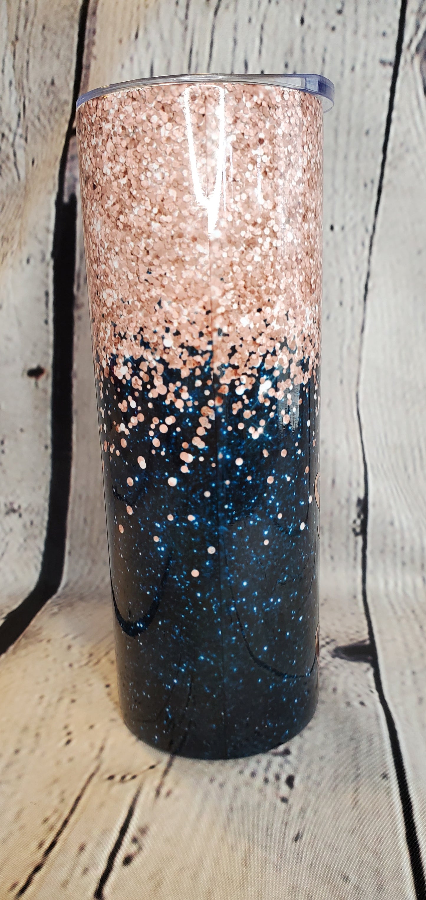 Navy & Rose Gold Glitter Tumblr